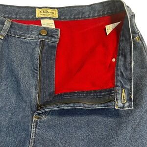 Vintage L.L. Bean Original Fit Relaxed Jeans Denim Fleece Lined Women Size 18